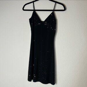 Guess Collection black y2k 90s mini spaghetti strap dress with sequin LBD small